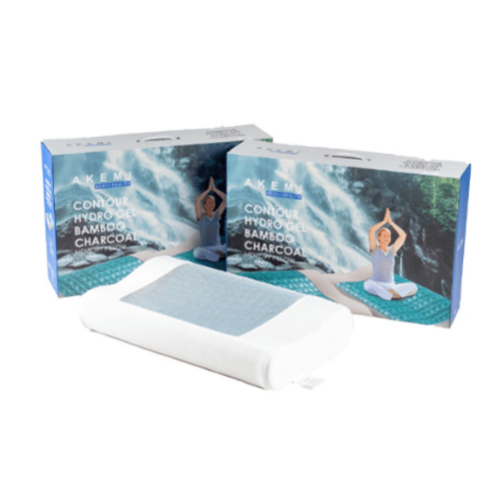 หมอนสุขภาพ เมมโมรี่โฟม AKEMI รุ่น MEDI + HEALTH CONTOUR HYDRO GEL BAMBOO CHARCOAL MEMORY 9557108143258 60X36 ซม. + 12/9 ซม. สีเทา_1